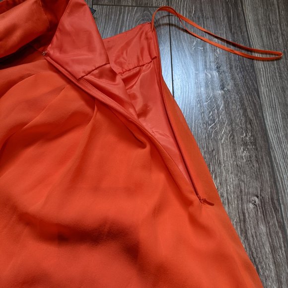 NWT Petite (0P) - A/X Orange One Shoulder Silk Dress - Picture 3 of 9